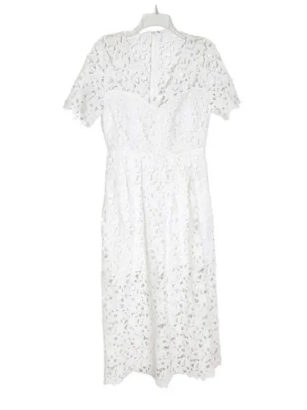 NWT Endless Rose Lace Short Sleeve Midi Dress White Size S - Image 7