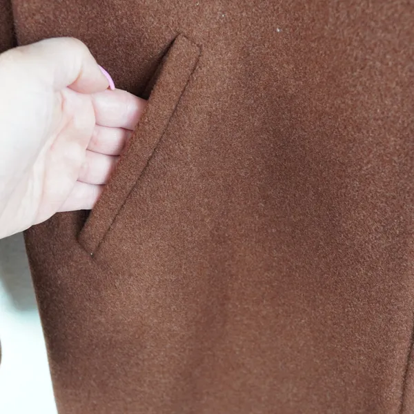 Eileen Fisher Wool Zip‎ Up Jacket Pea Coat S Brown Italian Fabric Minimalist - Image 12