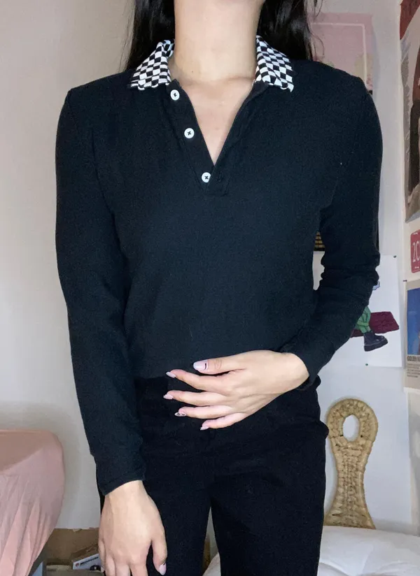 Collared Vintage Top Black - Image 2