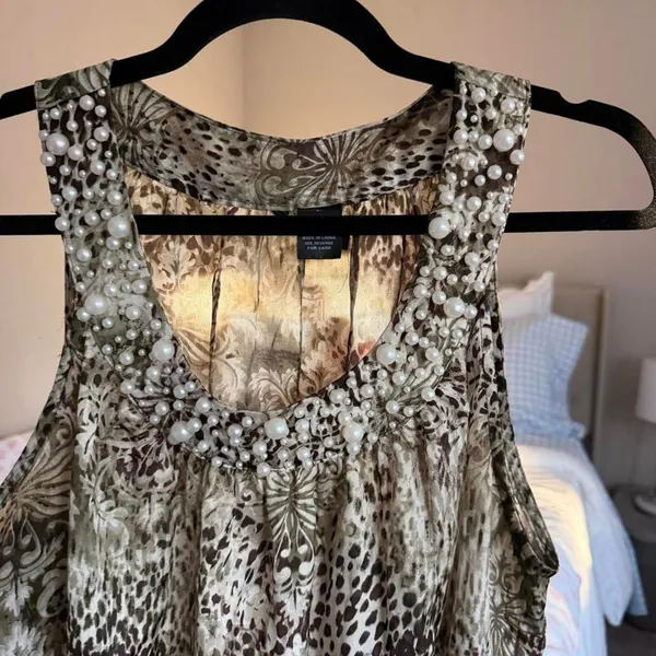 Source Unknown Brown & Beige Oversized Slouchy Leopard Print Tank Top - Image 2