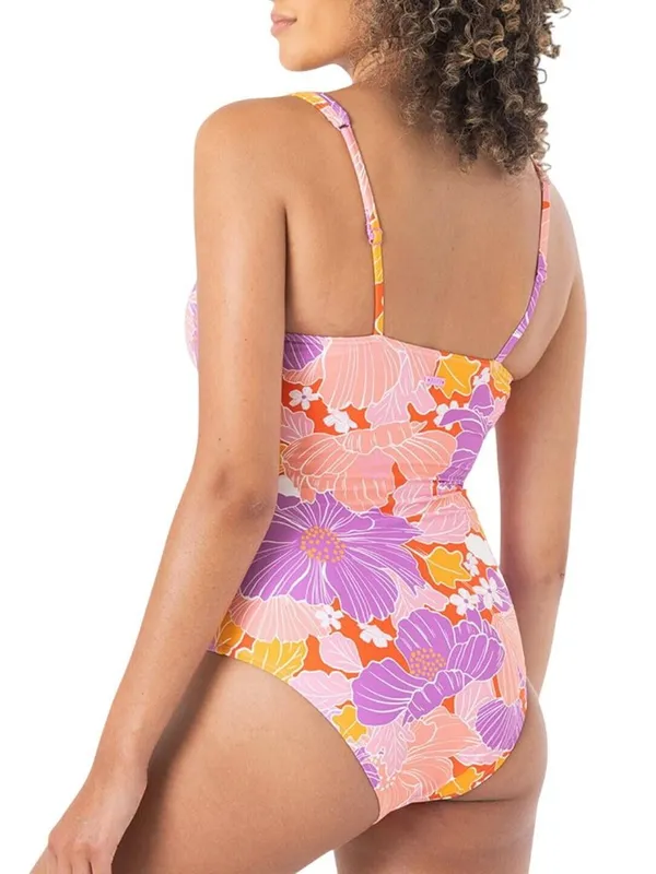 NWT Roxy One Piece Plunge Swimsuit Slimming Tummy Control Lilac Purple Multi XS - Image 2