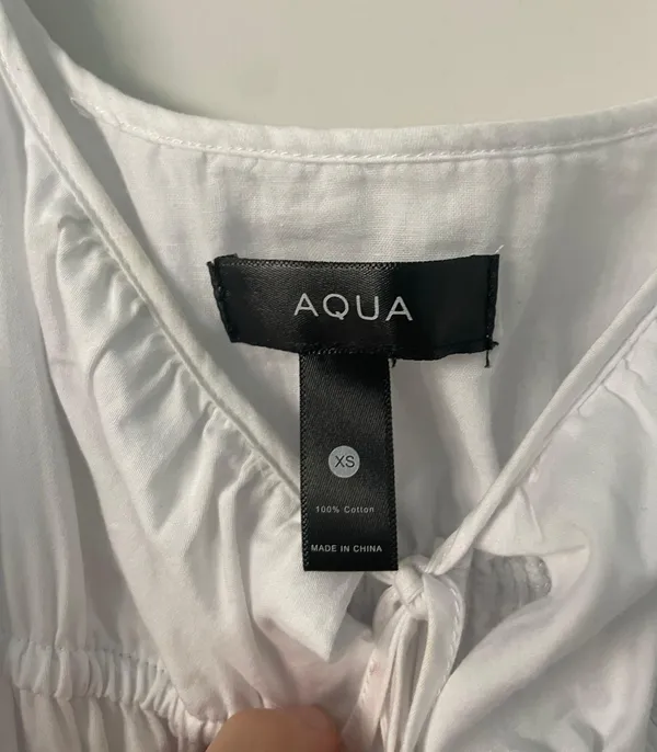 Aqua Ruched High Slit Cotton Dress - Image 2