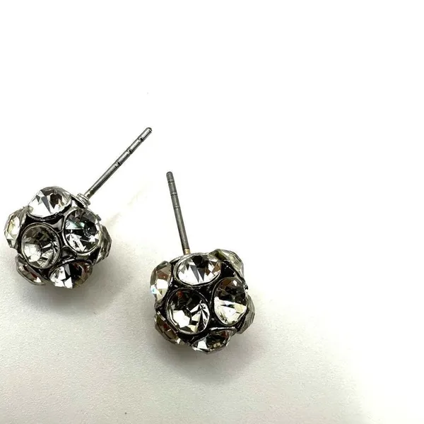 Rhinestone disco ball post earrings Silver - Image 5