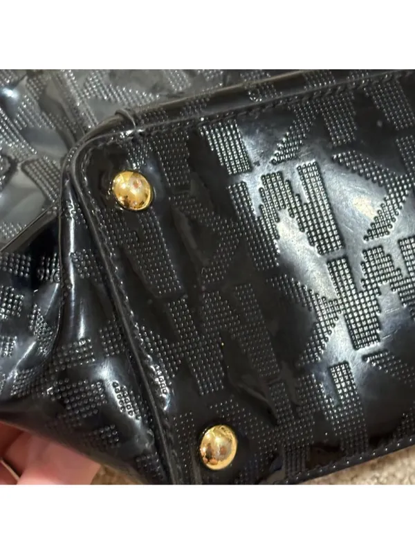Michael Kors Black Patent MK Logo Tote Bag Shoulder Purse Large - Image 4