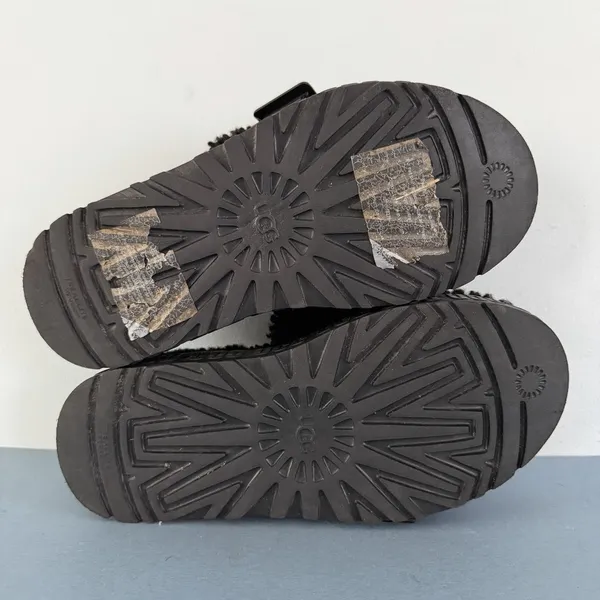 UGG Fluffita Black Platform Shearling‎ Slide Flatform Sandals - Image 8