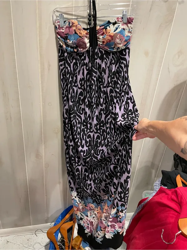 Cute boho beaded tie maxi halter dress Saint Tropez West beach pool festival - Image 4