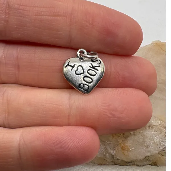 Vintage Dakota West Shube Sterling Silver I Love Books Heart Charm 925 Pendant - Image 5