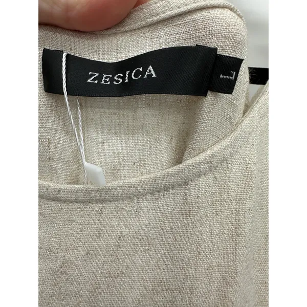 Zesica‎ Romper Jumpsuit Women Sz L Cream Linen Blend Pockets Lagenlook Boho NWT - Image 6