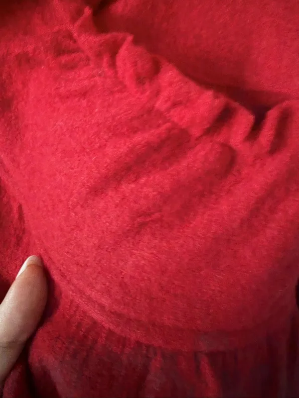 Fever Red 100% Wool Ruffle Peplum Jacket Size XL - Image 11