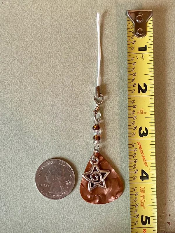 Handmade y2k goth style star swirl guitar pick phone strap/bag charm/keychain/display🌟🤎 - Image 4
