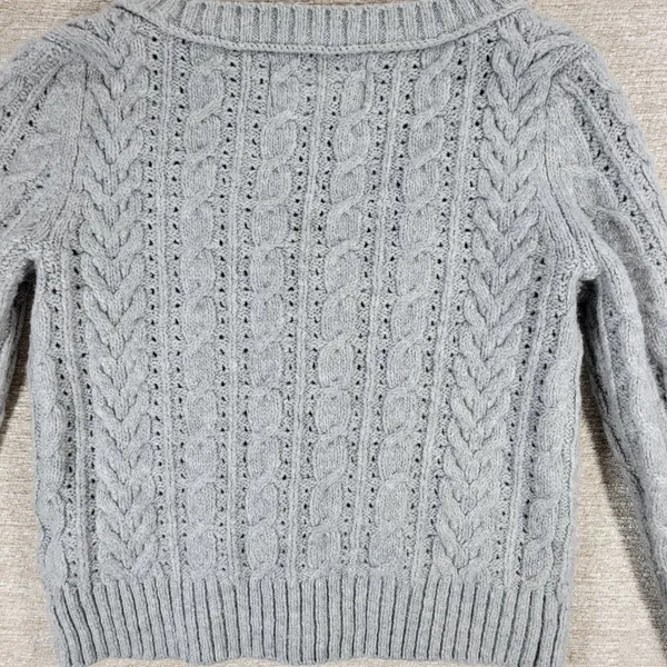 American Eagle Cable Knit Cardigan Sweater XS Gray Crop Button Front Soft Cozy - Image 10