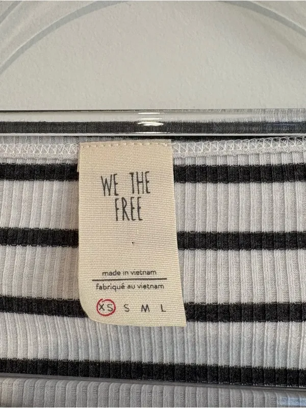 We The Free Free People Good Find Striped Bell Sleeve Ribbed Top grey‎ white size XS - Image 4