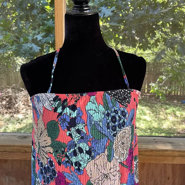 Anthropologie Women's Deva Plisse Colorful Midi Slip Dress Size XSP - Image 6