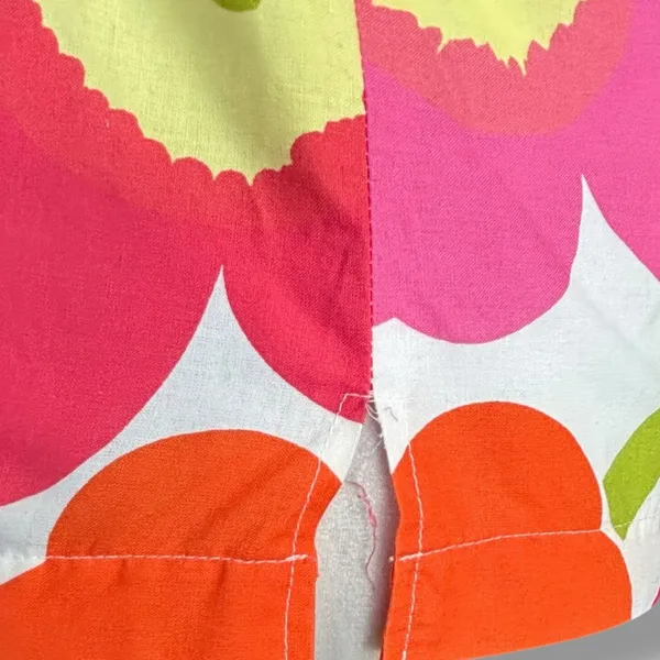 Handmade Vintage‎ Mod Floral Top Pink Orange Flower Power Cotton Blouse Euro Summer Retro - Image 3