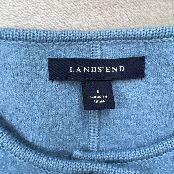 Lands End Womens 8 Blue 100% Wool Boiled Wool Jacket Blazer Preppy Button - Image 4