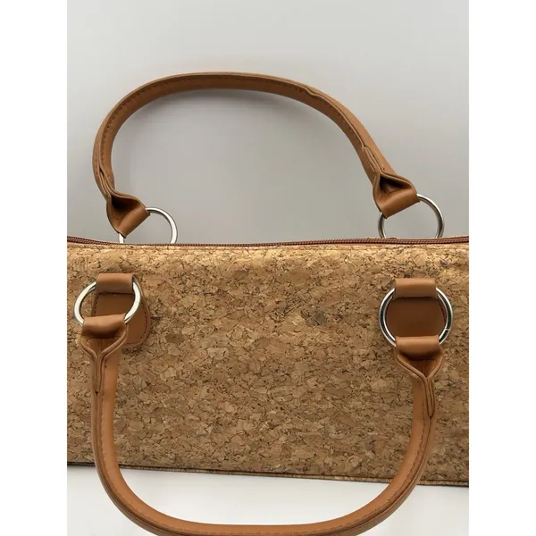 Primeware Cork Insulated Wine Bag Purse Carrier Zipper Close with Corkscrew - Image 3