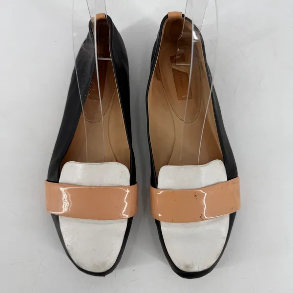 Reed Krakoff Loafers Women Size‎ 6 Black White Tan Leather Colorblock Minimal - Image 2