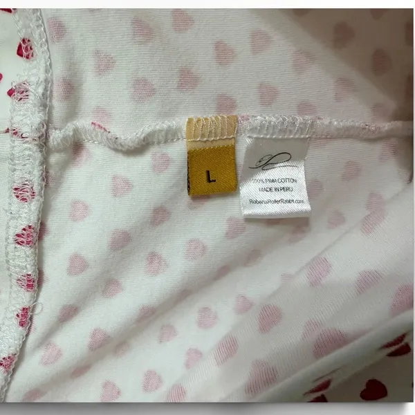 Roller Rabbit Heart Print pajama Loungewear Set Pink White size large - Image 6
