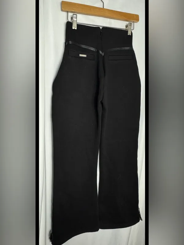Maniere De Voir Sweatpants Womens Black Relaxed Fleece Zip Waist Drawcord Hem 4 - Image 4