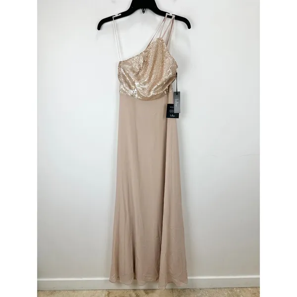 Lulus Endlessly Enchanted Champagne Pink Sequin Maxi Dress Formal Small NWT - Image 6