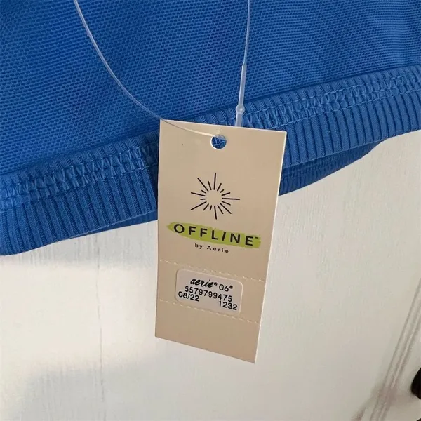 Aerie Women's Size Medium‎ Blue Strappy Sports Bra V-Neck Yoga Pilates - Image 9