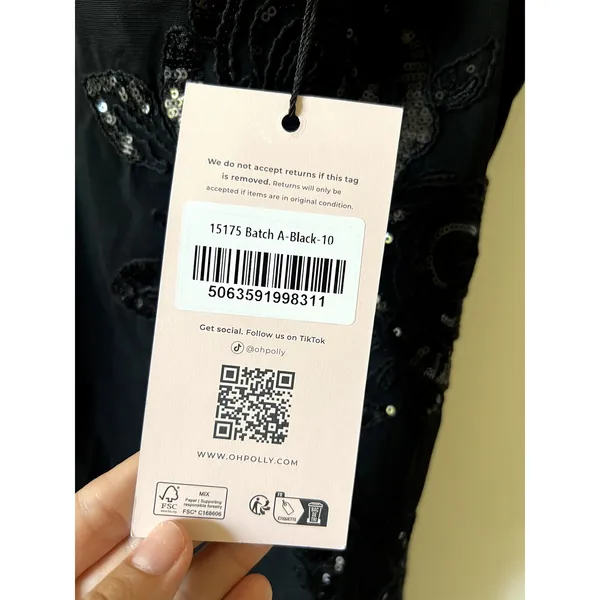 Oh Polly Cherelle Embelished Peekaboo Fluted Hem Midmax Dress Size 6 Black - Image 9