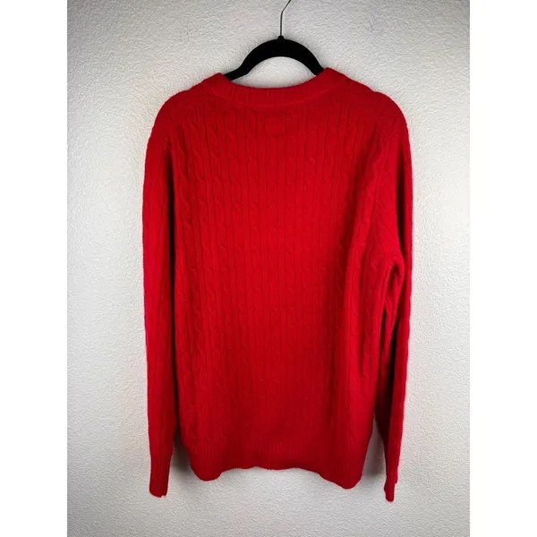 J Crew Cable Knit‎ Wool Sweater Womens Size S Red Holiday Cozy Winter Classic - Image 3