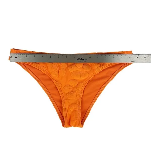 Hollister Bright Orange Terry Cloth Hibiscus‎ Print Bikini Bottoms Size Medium - Image 3