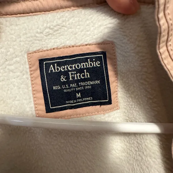 Abercrombie & Fitch Asymmetrical Snap Fleece Pullover White Blush Pink Size M - Image 8
