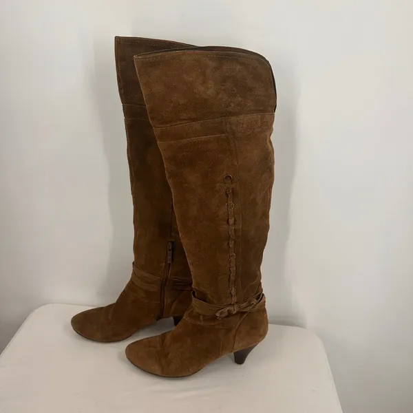 Nine West Brown Leather Suede Adele Knee High Boots Size 8 - Image 6