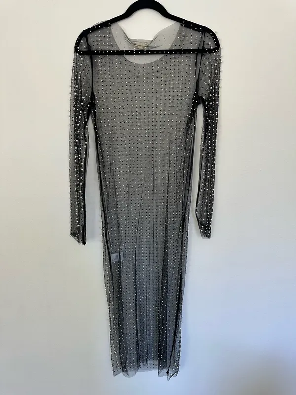 Boutique Rhinestone and Pearl Mesh Dress - Image 2