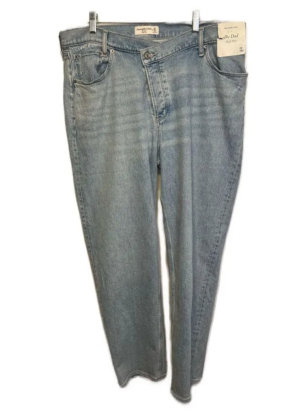 Abercrombie & Fitch Curve Love Crossover Dad High Rise Straight Leg Jeans Sz 16 - Image 2