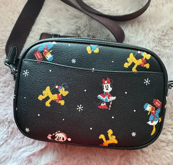 Coach Disney X Mini Jamie Camera Bag with Holiday Print Black Multi CN027 - Image 3