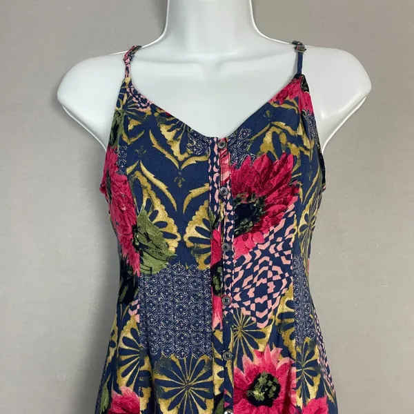 Abercrombie &‎ Fitch Dress Mini Lace-Up Back Floral Graphic Pattern Button-Up XS - Image 3