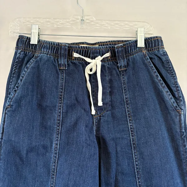 OAT New York Cloud Luxe Denim Wide Leg Drawstring Pants Dark Wash 4/27 - Image 3