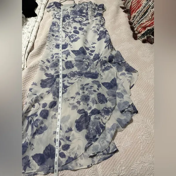 By JL luxe Floral Blue and White Dress spaghetti strap size L new with tags - Image 15
