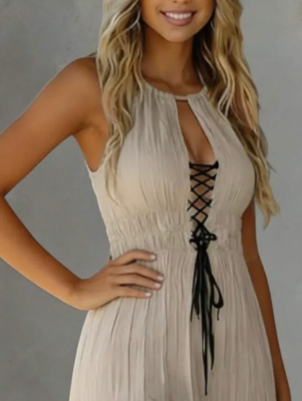 Boutique Boho Tan Dress - Image 4