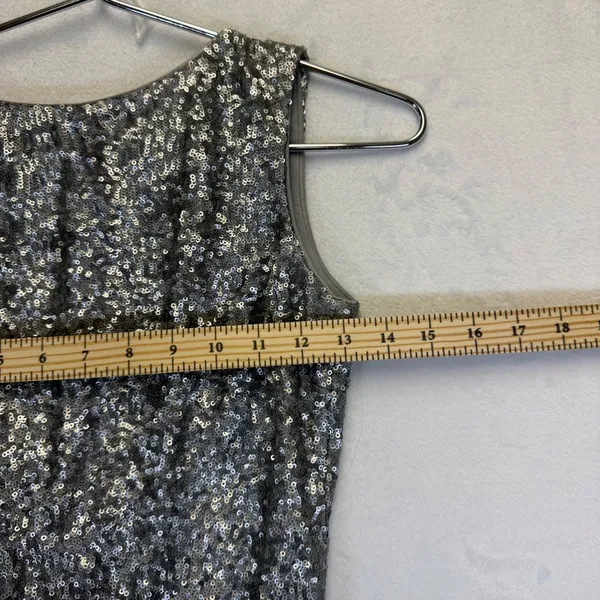 Dress‎ the Population Silver Sequin Mini Dress Womens XS Low V-Back Made in USA - Image 3