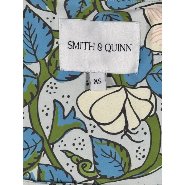 Smith & Quinn XS Blue Floral Mini Dress Puff Sleeve Square Neck Fit & Flare - Image 5
