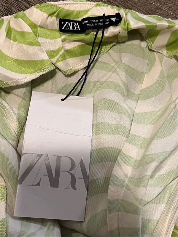 Zara Lime and White Halo Halter Mini Dress - Image 4