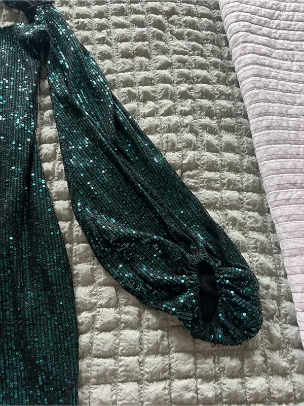 Lucy in the Sky Green Sequin Long-Sleeve Mini Dress - Image 2