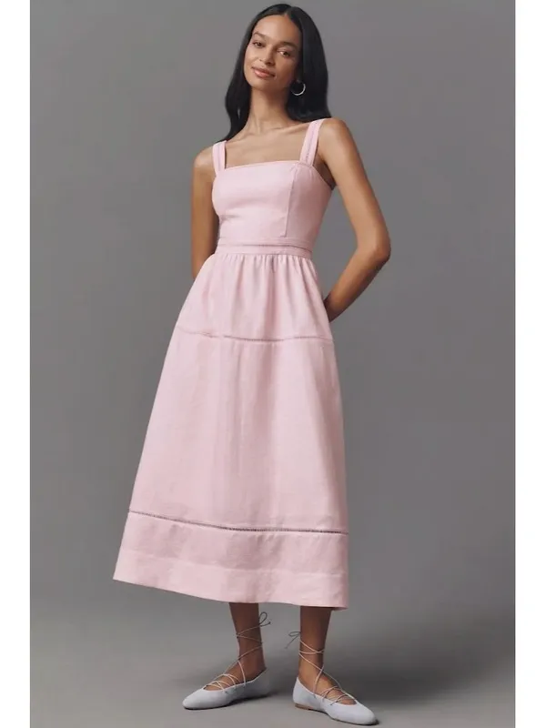NWT Reformation Everett in Cherry Blossom Linen Sleeveless Tank Midi Dress 6 - Image 2