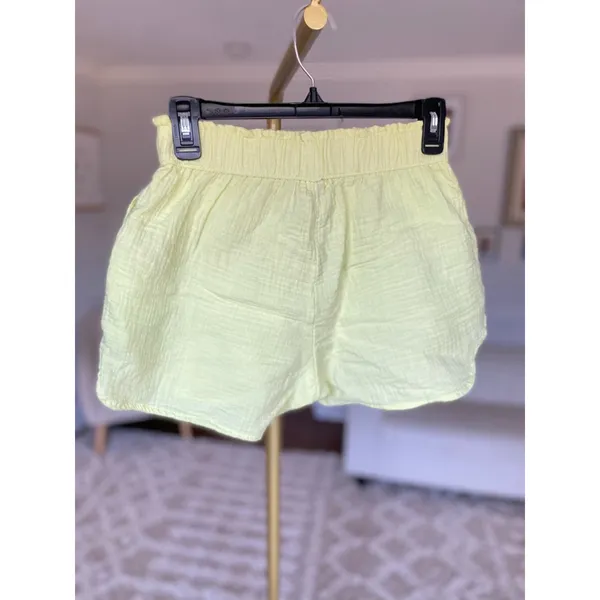 Universal Thread Cotton‎ Gauze Shorts Pale Yellow Natural Fibers Lemon Summer XS - Image 2