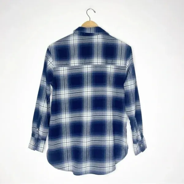 Abercrombie & Fitch Navy Plaid Flannel Women's Oversized Size XS - Image 5