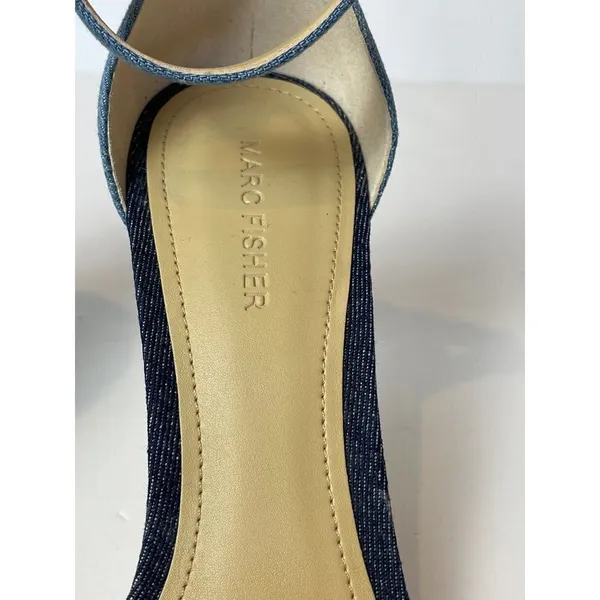 Marc‎ Fisher Navy Blue Denim Ankle Strap High Heels Size 10 - Image 6