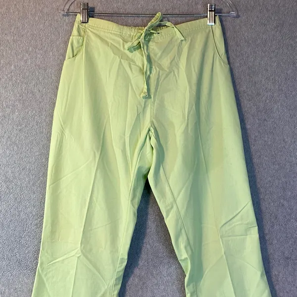 Dickies Scrub Pants Women Small‎ Lime Green Drawstring Cargo Medical Uniform EUC - Image 3