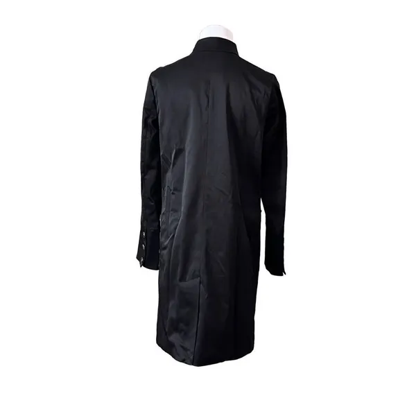Dana Buchman‎ Black Trench Coat Zebra Lining Mandarin Collar sz XS Weathergear - Image 3