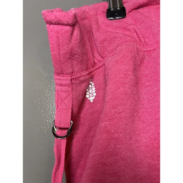 Free People Movement Sweat Shorts Womens Large Pink Terry Elastic Waist Strap - Image 5