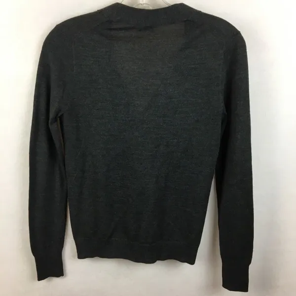 J Crew Wool Blend Dark Gray Button Up Long Sleeve Fitted Cardigan Sweater - Image 4