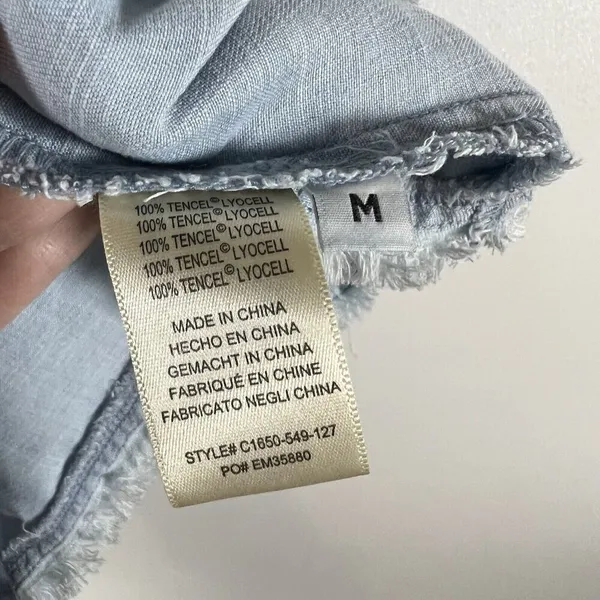 Anthropologie Cloth & Stone Frayed Edge Chambray Layered Mini‎ Skirt sz Medium - Image 6